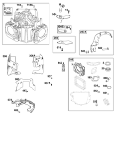 Cylinder Group Diagram and Parts List for 44U577-0002-H5 400000 - 699999 Briggs and Stratton Engine